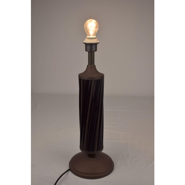 Wood Brass and Bamboo Table Lamp, Italy, 1970 For Sale - Image 7 of 9