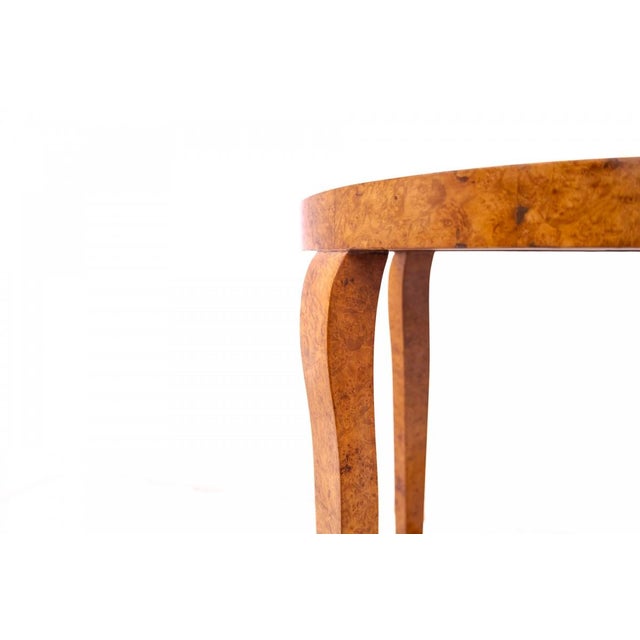 Art Deco Side Table with Round Top, Poland, 1940s For Sale - Image 6 of 9