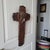 Art Deco Antique Art Deco Hand Carved Oak Crucifix Face of Jesus Wall Cross 25" Tall For Sale - Image 3 of 18
