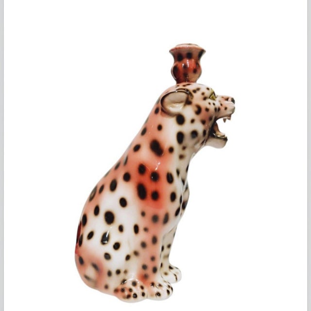 Black Vintage Boxer Ceramic Leopard Candleholder, 1980s For Sale - Image 8 of 16