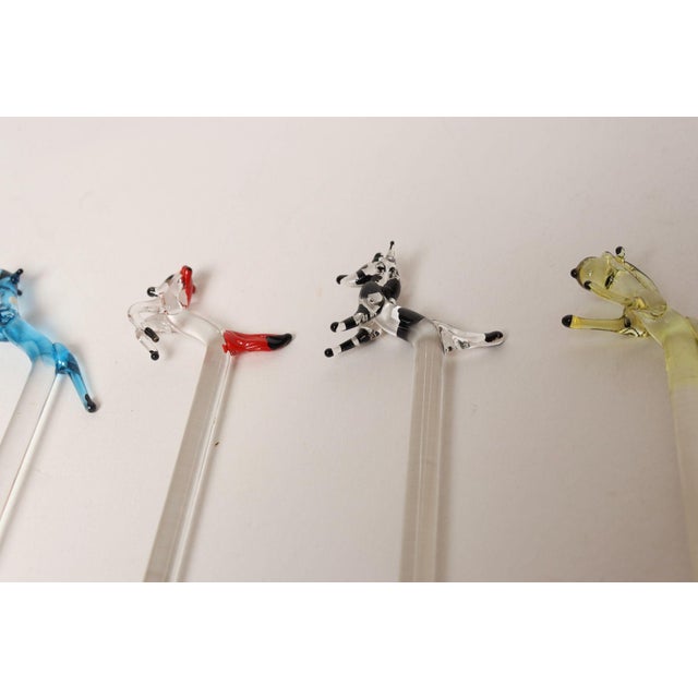Set of Eight Vintage Blown Glass Animal Cocktail Stirrers With Box by Saxon For Sale - Image 12 of 17