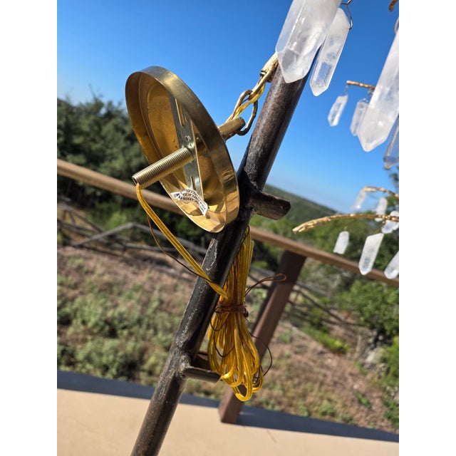 Rock Crystal Organic Branch Style Chandelier With Gold Finish and Adjustable Height For Sale - Image 9 of 14