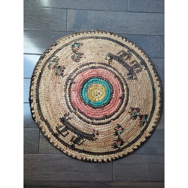 Mexican Vintage Handwoven Indigenous Grass Basket For Sale - Image 3 of 5