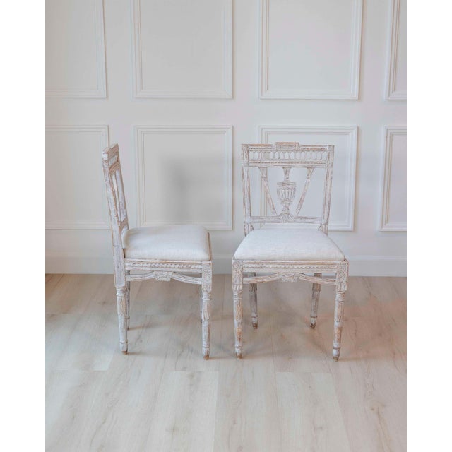Off-white Pair of Swedish Gustavian Period Dining Chairs, Late 18th Century For Sale - Image 8 of 11