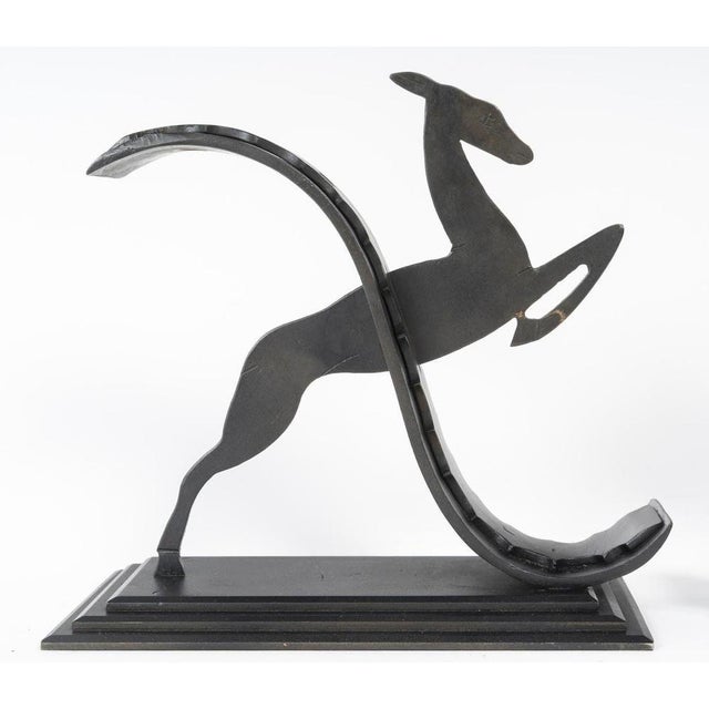 Art Deco Sculptural Wrought Iron Bookends attributed to Michel Zadounaïsky, 1930s, Set of 2 For Sale - Image 3 of 8