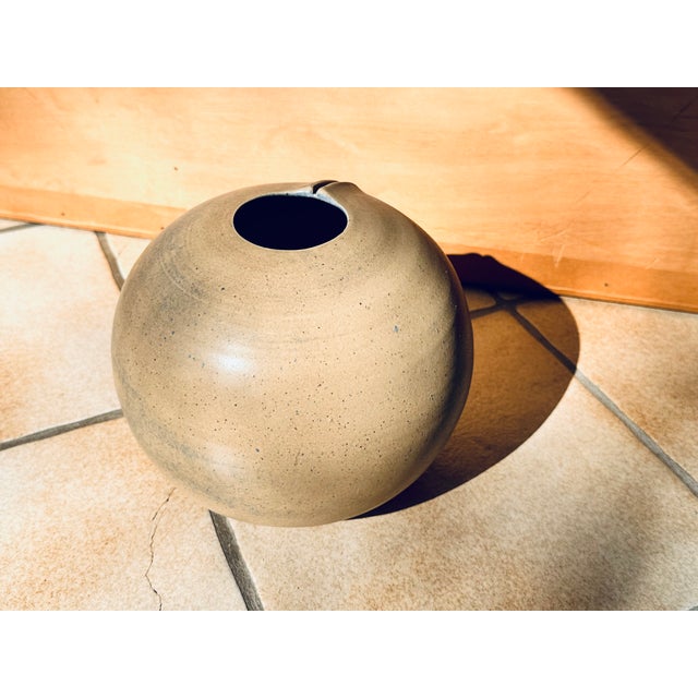 1980s Sculptural Handmade Ceramic Vase with Central Glazed Window, Germany, 1980s For Sale - Image 5 of 13