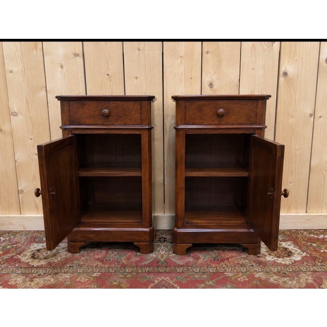 Magnificent pair of Louis-Philippe style bedside tables, dating from the mid-19th century (circa 1840-1860), meticulously...