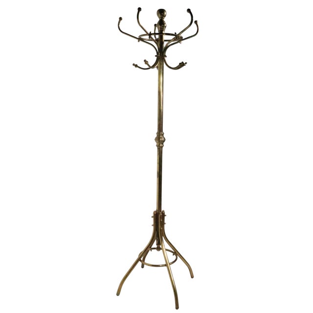 Vintage Brass Coat Tree Rack Stand For Sale - Image 9 of 11