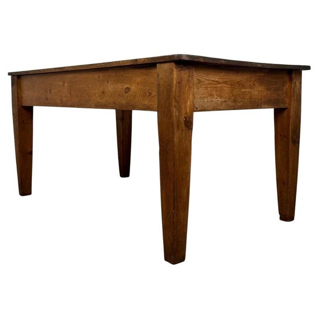 Wood Large 19th Century Antique English Pine Farmhouse Writing Table For Sale - Image 7 of 12