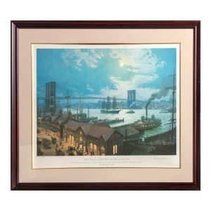 View from South Street, New York 1892, William Gordon Müller Offset Lithograph, Signed and Numbered in Pencil