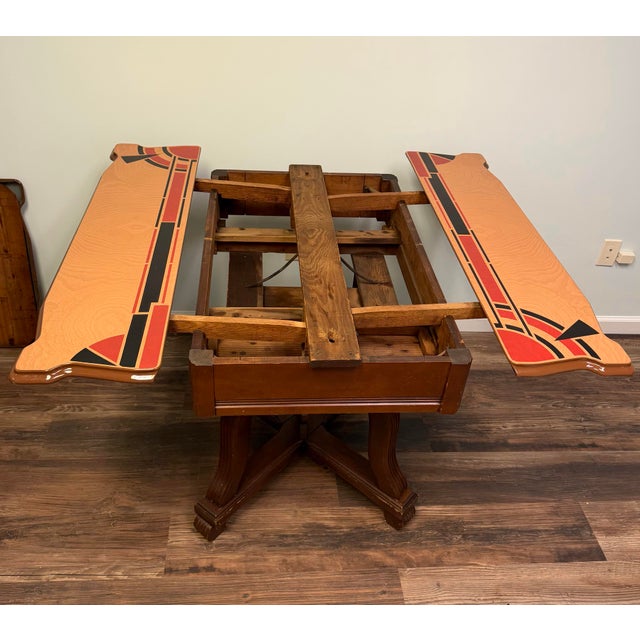 1950s Vintage Art Deco Enamel Top Dining Table & 4 Chairs – Rare Geometric Design For Sale - Image 5 of 8