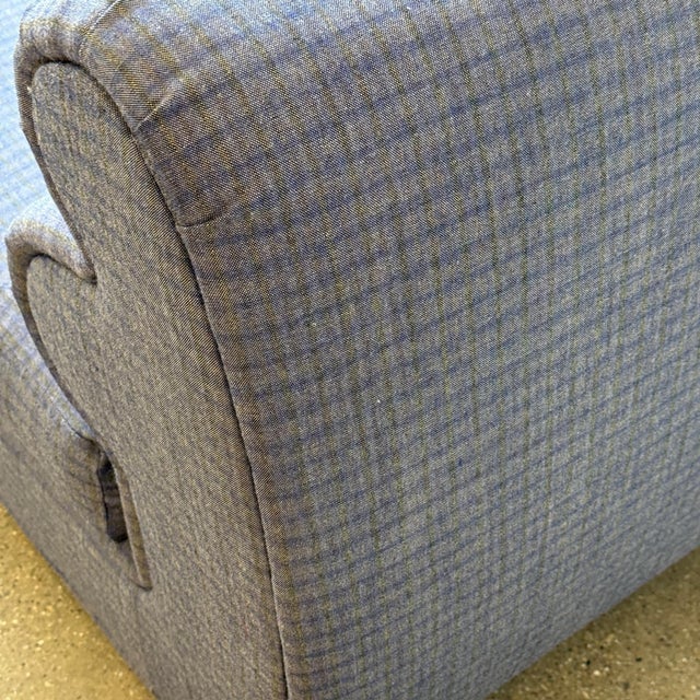 Textile 1980s Bullnose Postmodern Slipper Chairs by Carson’s of High Point in Kvadrat Recheck Wool - Set of 2 For Sale - Image 7 of 7