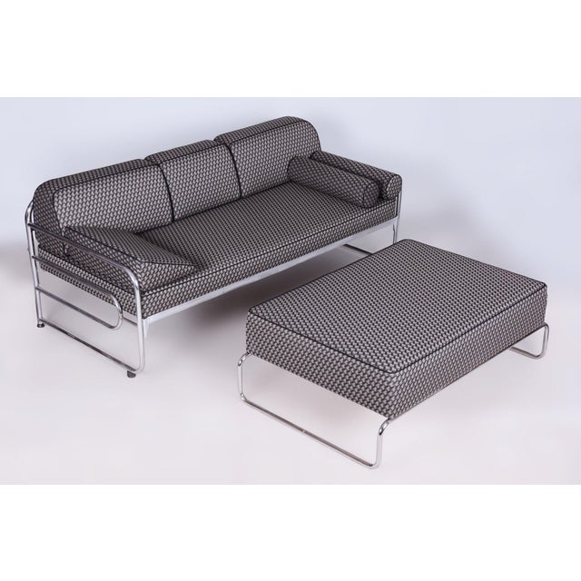 Bauhaus Sofa in Chrome & Upholstery attributed to Mücke-Melder, Czech, 1930s For Sale - Image 16 of 16