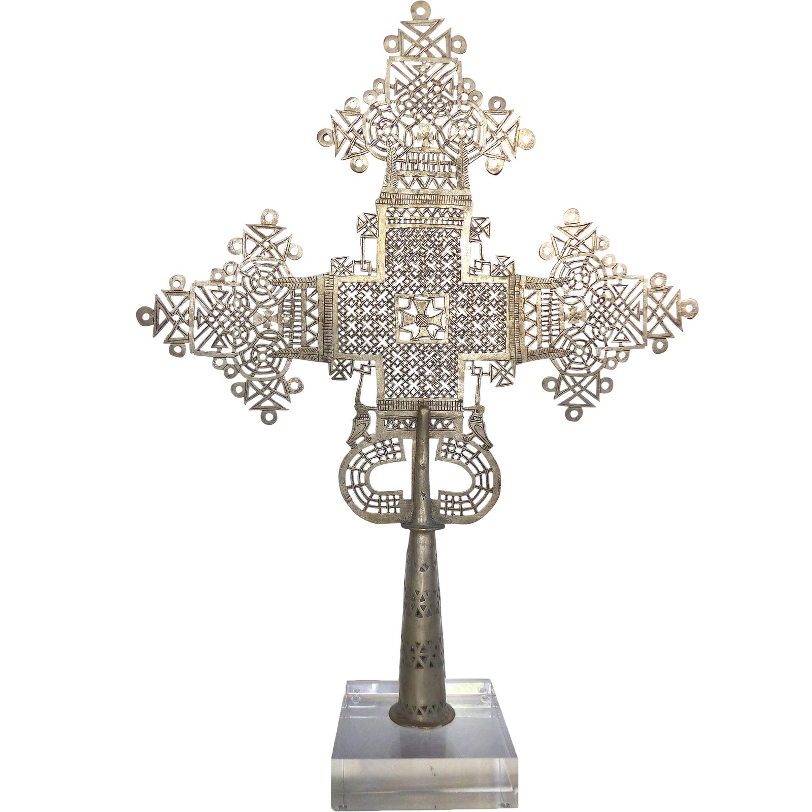 Ethiopian Coptic Cross on Lucite Base Chairish