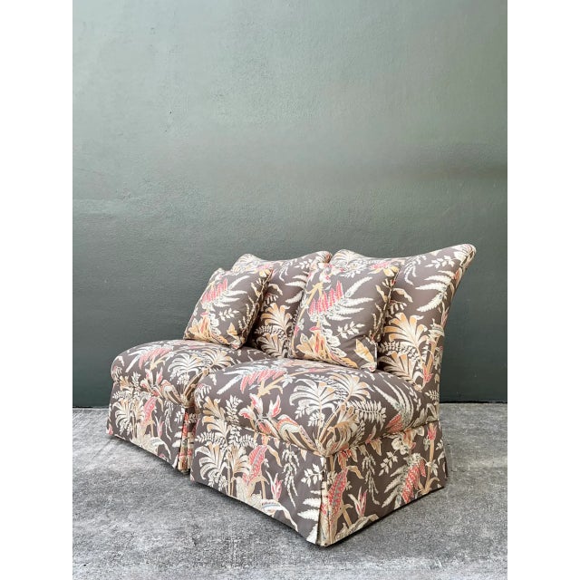 Brunschwig and Fils “Seychelles” Cotton Print Slipper Chairs For Sale In West Palm - Image 6 of 12