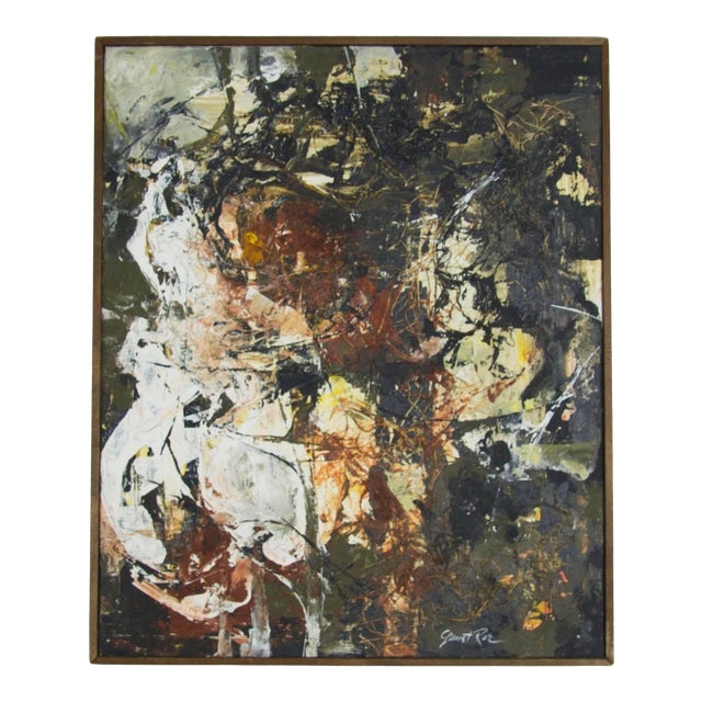 Vintage Abstract Mixed Media Oil Painting by Rae Chairish