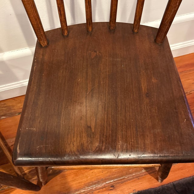 Early 20th Century Antique Wooden Spindle Side Chairs - A Pair For Sale - Image 5 of 12