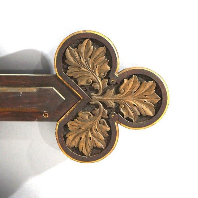 19th Century Antique Monumental Gothic Parcel Gilt & Polychromed Carved Oak Cross 19thC For Sale - Image 5 of 13