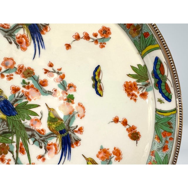 French Early 20th Century La Porcelain Limousine (Pl) , 12" Porcelain Platter W/ Silver Rim For Sale - Image 3 of 7