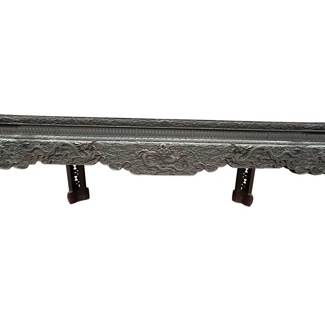 Oriental Dragons Relief Carving Rectangular Painting Console Table Desk For Sale - Image 9 of 13