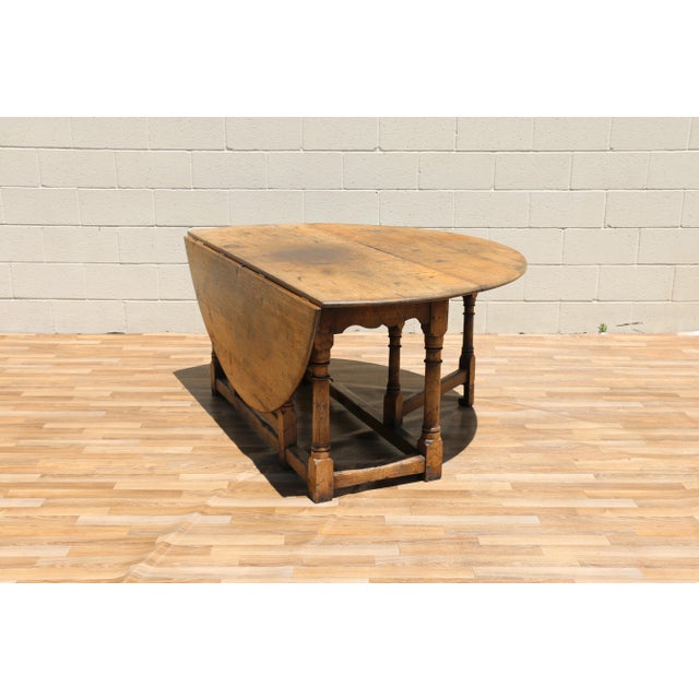 Country French Tiger Oak Drop-Leaf Gateleg Dining Table, Rustic Farmhouse Oak Table, Circa 1950s For Sale - Image 14 of 18