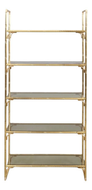 Italian Shelving Display in Faux Bamboo Brass, 1970s