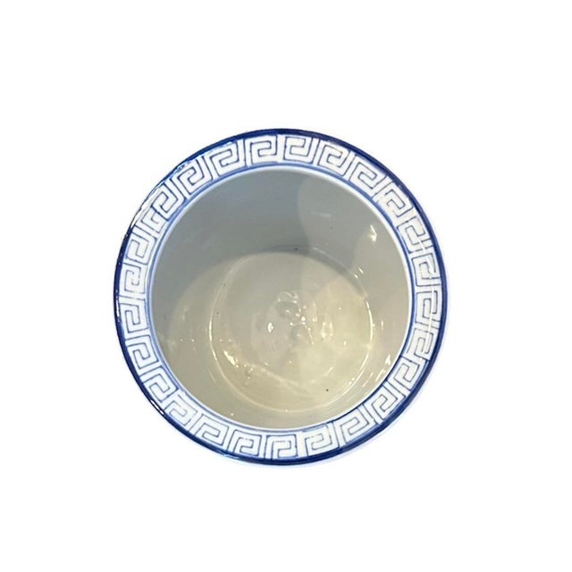 Vintage Blue & White Chinoiserie Orchid Pot/ Cache Pot / Jardiniere / Planter For Sale In Dallas - Image 6 of 7