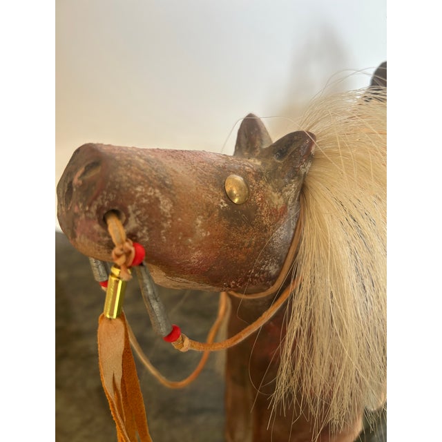 Metal 1990s Signed Farrell Cockrum Native American Horse Sculpture | Blackfeet Mixed Media Clay Artwork For Sale - Image 7 of 16