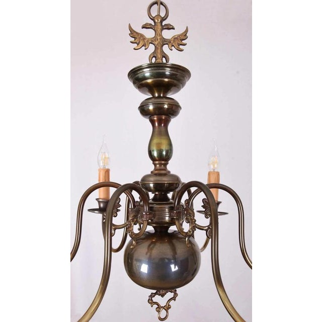 2000 - 2009 Flemish Six-Arm Chandelier in Brass For Sale - Image 5 of 5