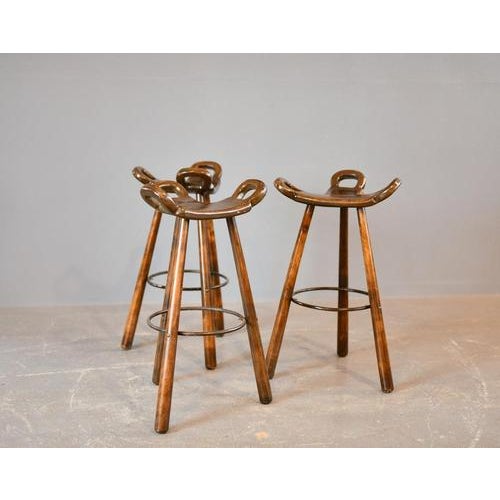 Brown Mid-Century Modern Brutalist Marbella Bar Stools by Sergio Rodrigues, 1970s, Set of 3 For Sale - Image 8 of 11