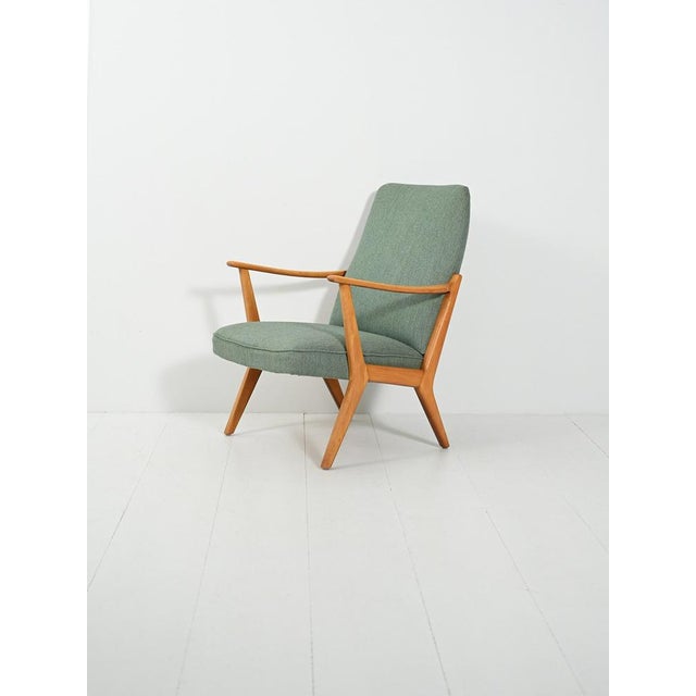 Scandinavian Armchair in Sage Green Wool, 1960s For Sale - Image 11 of 11