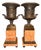 Pair of 19th Century French Bronze Urns on Marble Pedestals. For Sale