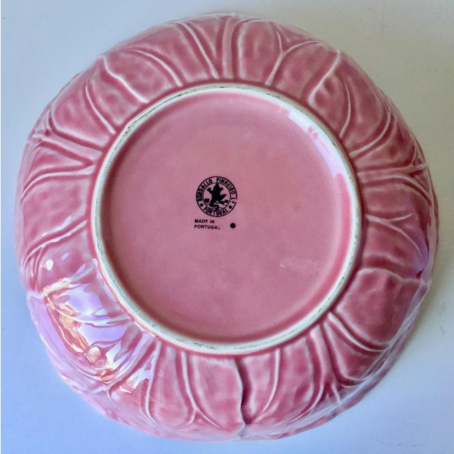 12"Pink Cabbage Leaf Majolica BowlBordallo Pinheiro Chairish