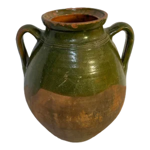 Large Late 19th Century Turkish Handcrafted Olive Jar With Two Handles