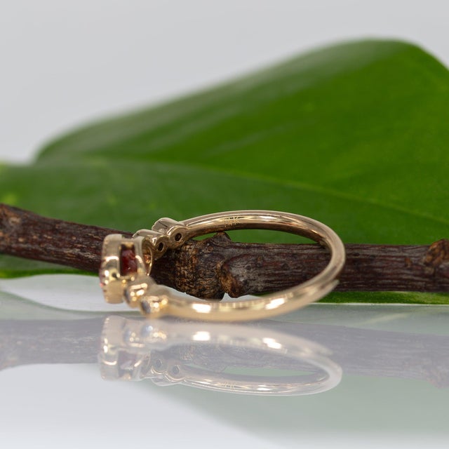 Padparadscha Sapphire Ring With Natural Diamond Accents: Solid 14k Gold, Size 6.75 For Sale - Image 10 of 10