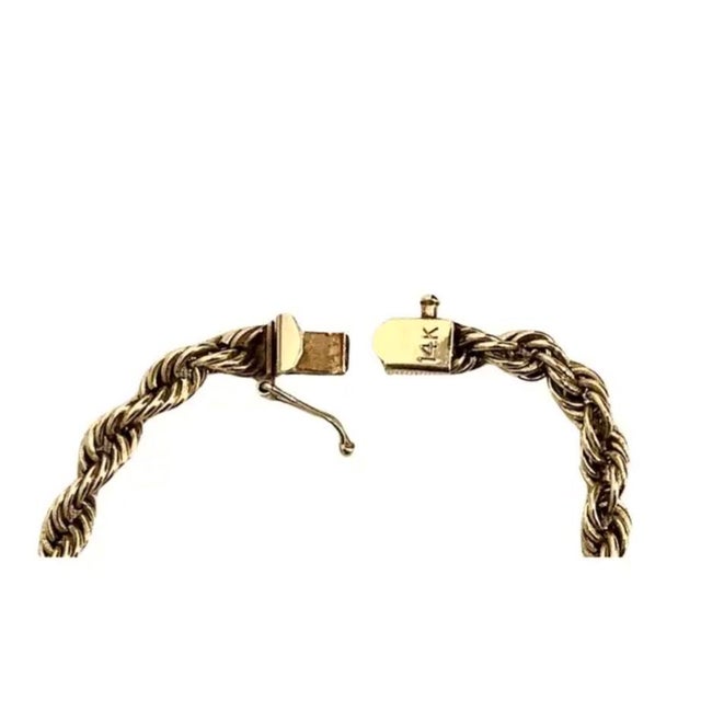 14k Yellow Gold Twisted Rope Chain Necklace, 26 Inches For Sale - Image 4 of 5