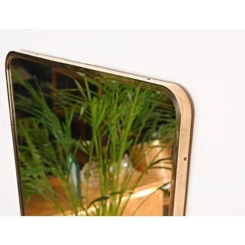 1950s Large Tapered Rectangular Brass Mirror by Gio Ponti, Italy, 1950s For Sale - Image 5 of 14