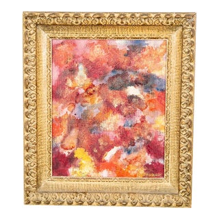 1970s B. Lockhart Mid Century Modern Painting Original Art Abstract Expressionism Floral Flowers For Sale