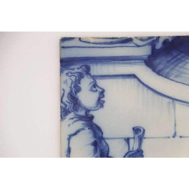 19th Century Tile Depicting a Boy With a Stick, Portuguese Baroque For Sale - Image 4 of 11