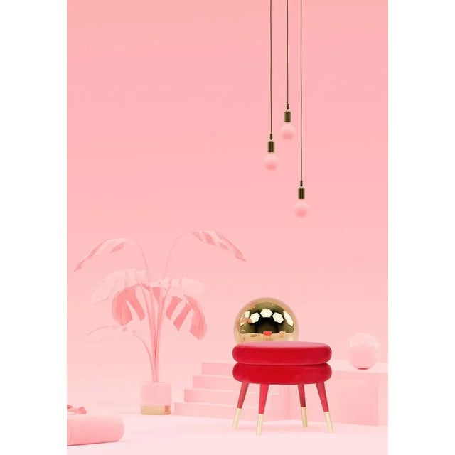 Marshmallow stool, Royal Stranger Dimensions: 45 x 50 x 50 cm Materials: Velvet upholstery, brass Available in: Mint...