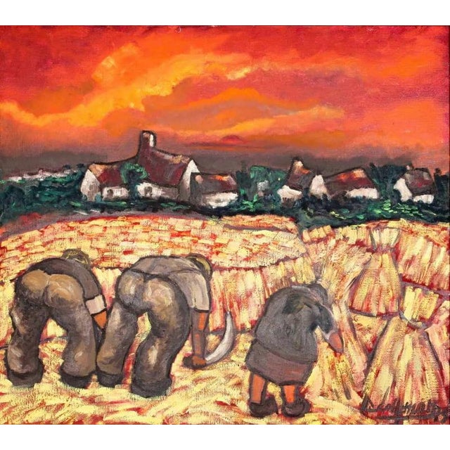 2000 - 2009 Flemish Artist, Flemish Harvest, Oil on Canvas, Framed For Sale - Image 5 of 5