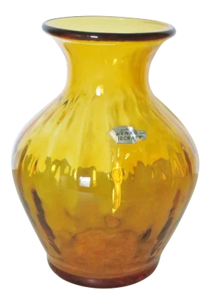 Mid 20th Century Blenko Amber Mid-Century Vase