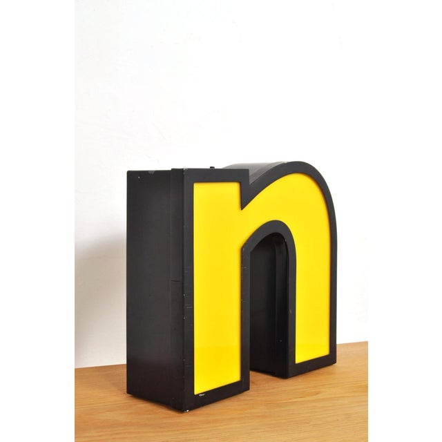 Metal Vintage Letter N Sign with Light, 1980s For Sale - Image 7 of 7