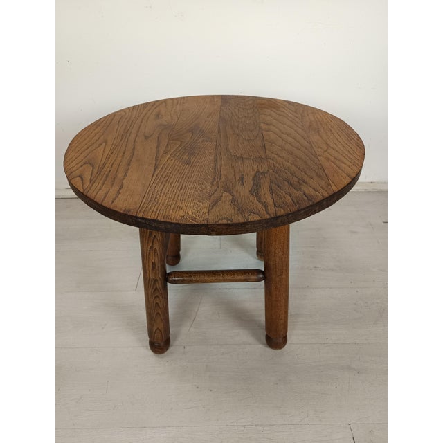 Brutalist Oak Pedestal Table attributed to Charles Dudouyt, 1940s For Sale - Image 9 of 15