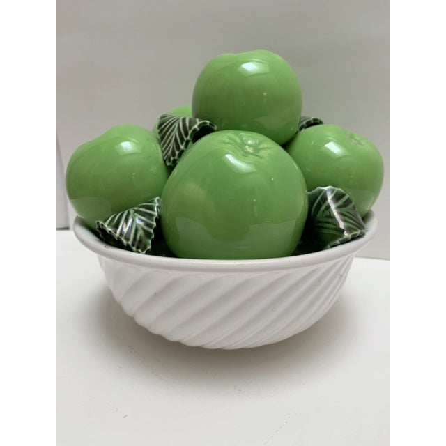 Vintage Ceramic Bowl of Green Apples For Sale In Sacramento - Image 6 of 9