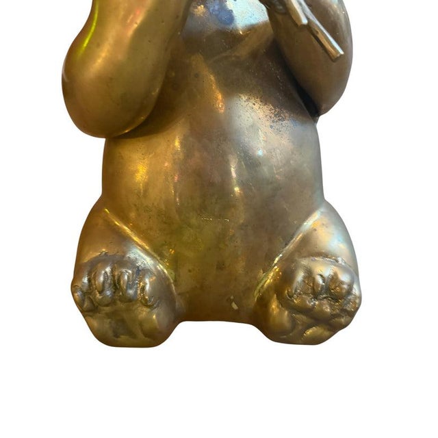 Mid-Century Modern MCM Brass Panda Statue Figurine For Sale - Image 3 of 17
