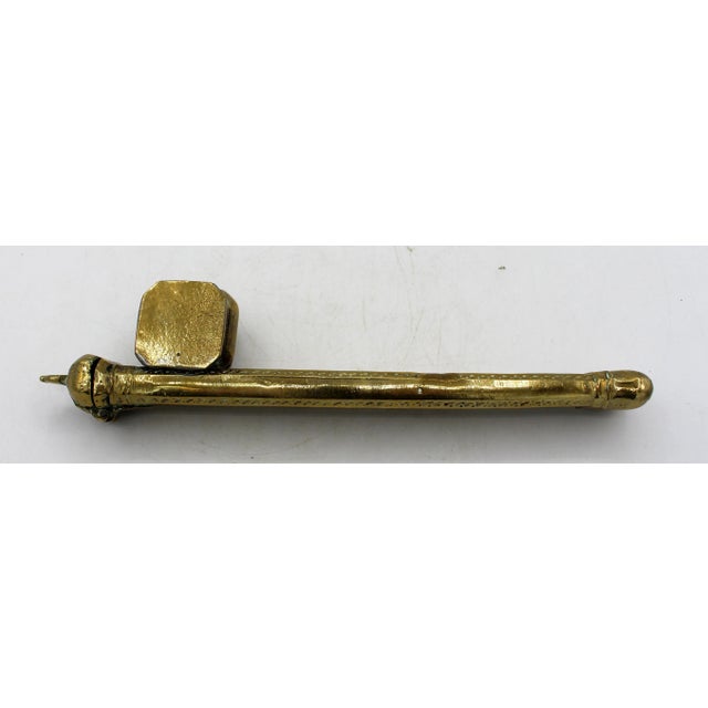 C. 1850 Middle Eastern Islamic Brass Inkwell & Pen Case For Sale - Image 4 of 6