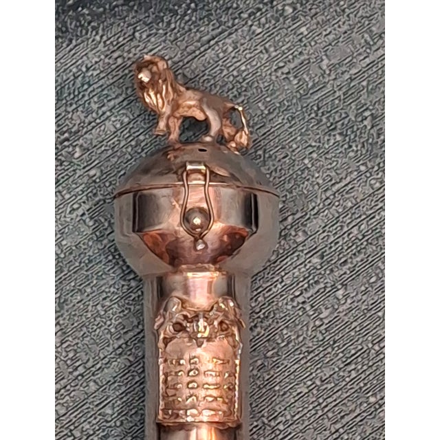 Rare Antique 19th C. 84 Silver Torah Pointer Yad With Besamim Spice Holder Moscow For Sale - Image 12 of 18