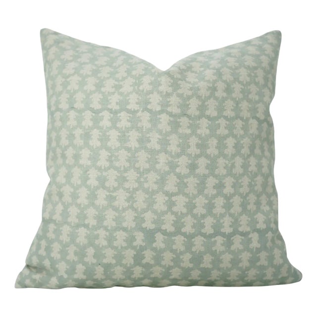 Fabdivine Handmade Block Printed Cushion Cover 24x24 Inch Pure Linen-Traz For Sale