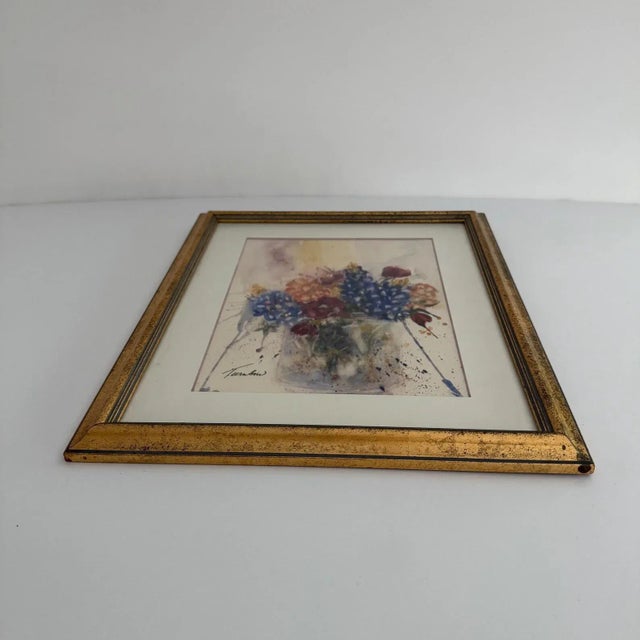 Vintage Floral Still Life Watercolor, Signed For Sale - Image 4 of 7